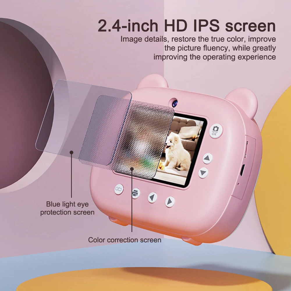 New Children Digital Camera Instant Print for Kids Thermal Print Camera Instant Photo Printing Camera Video Toys+32G Memory Card