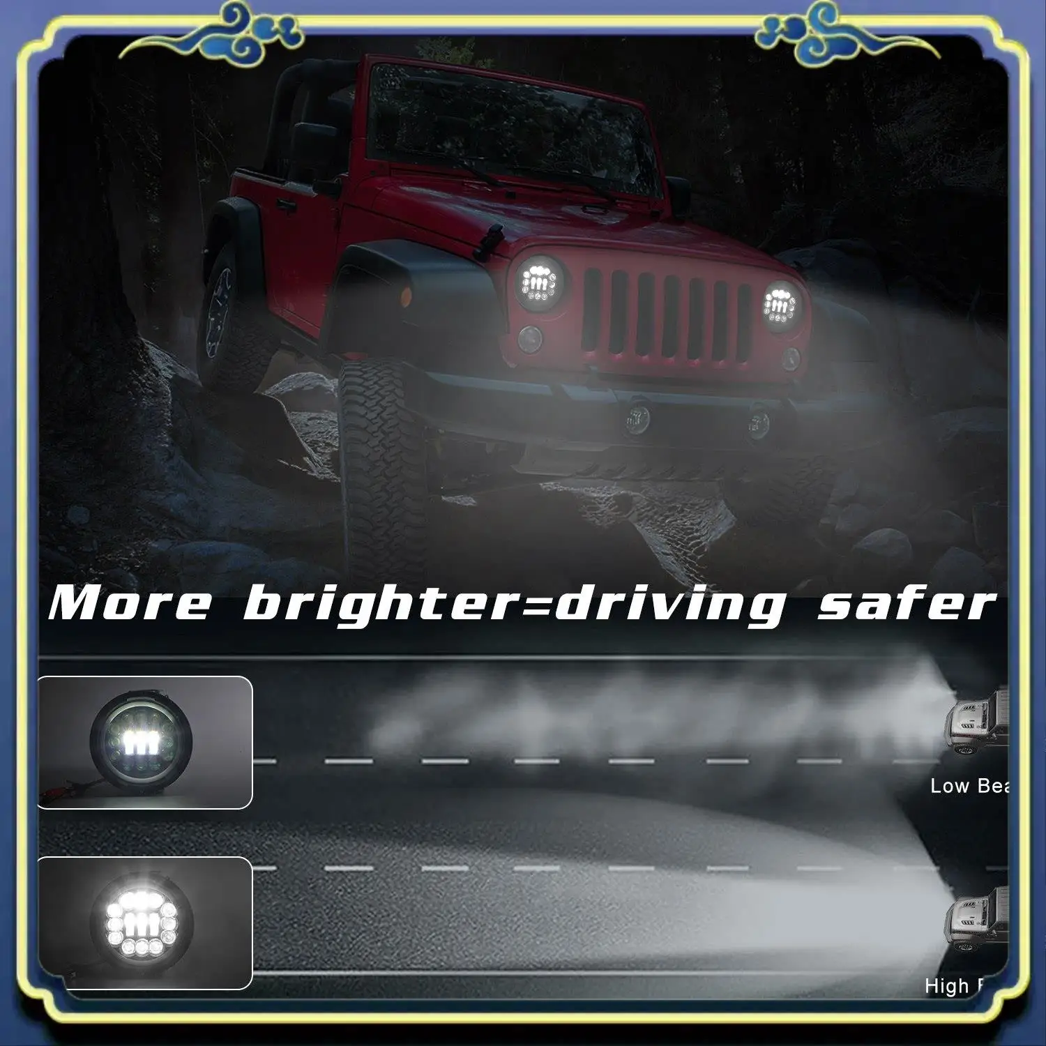 AU16-H4 400W 7Inch LED Head Light Lamp With For Lada Niva Urban 4X4 Suzuki Samurai For Jeep Wrangler Off Road