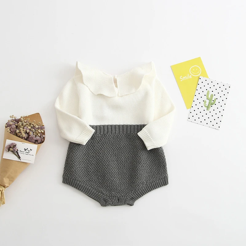 Neugeborenen 2025, Kinder Strampler Baby Mädchen Langarm Stricken Strampler Mädchen Patchwork Overall Kleidung Frühling Herbst Outfit – Detail 3