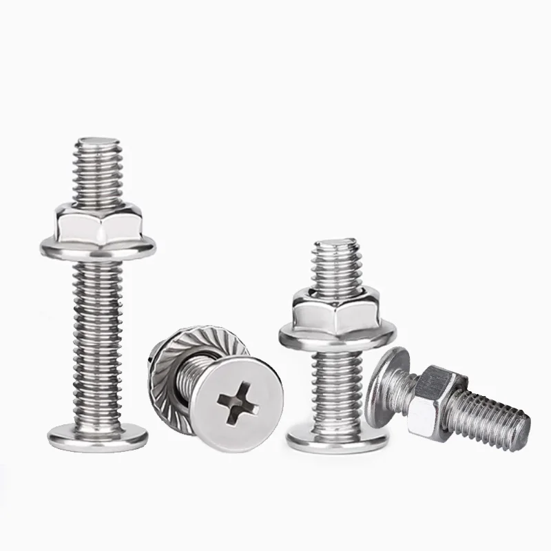 304 Edelstahl CM Ultradünne Kreuzschlitzschrauben mit großem Flachkopf, Flanschmuttern-Kombinationsschrauben, Muttern-Set M3-M6, 10-20 Stück – Detail 5