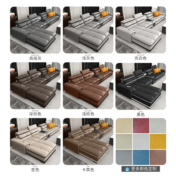 Leather Sofa First Layer Cowhide Modern Simple Sofa Living Room  Combination Leather Sofa Furniture Complete Decoration