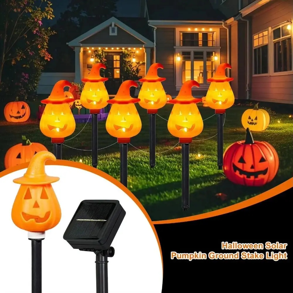 

Orange Color Solar Pumpkin Lights Pathway Lights Solar Powered Halloween Stake Lights Easy Installation Waterproof