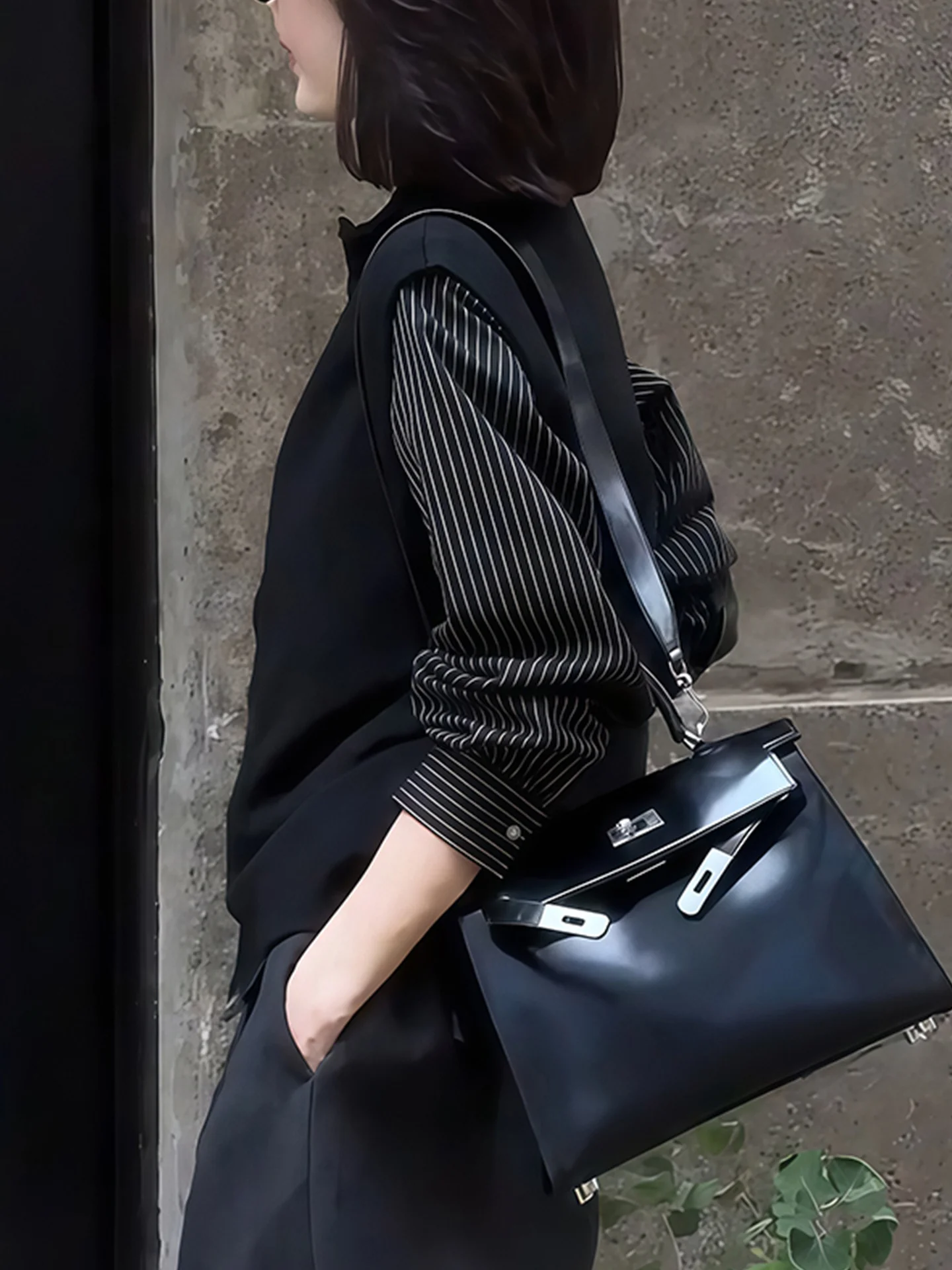 سترة نسائية بسيطة التصميم بزر واحد وياقة مستديرة، كارديجان أنيق للخريف