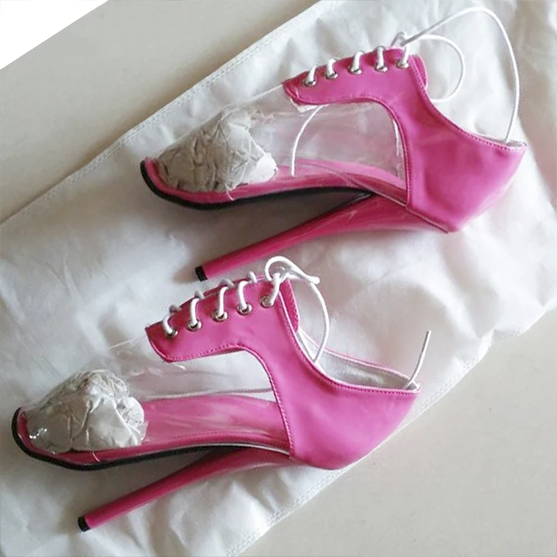 Transparent PVC Sexy Women Pumps Shoes 18CM Super High Ballet Heels Size 36-46