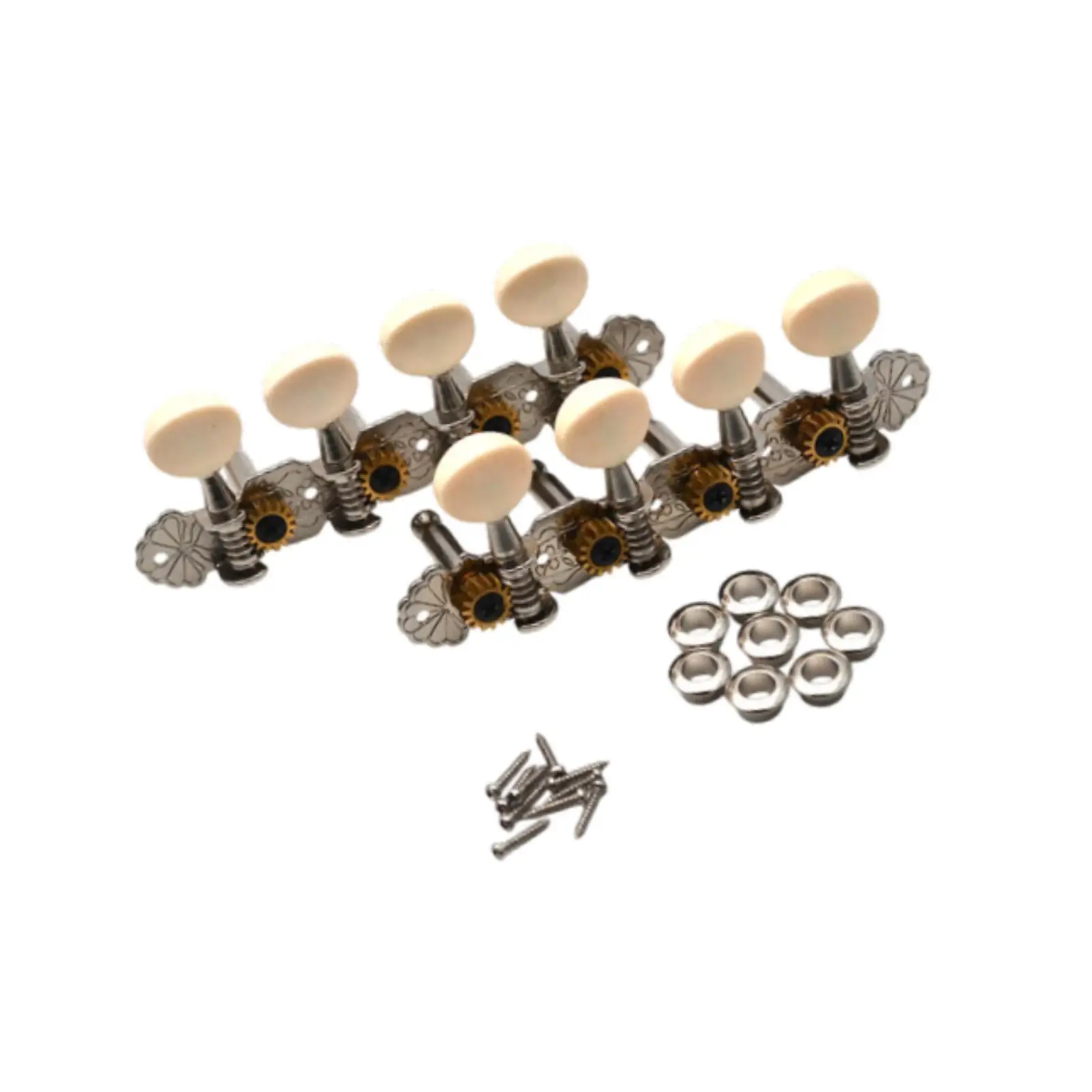 Metal Mandolin Tuning Pegs Set Easy to Install Wearproof Gear Heads for Mandolin String Replacement and Guitar Tuning Tool