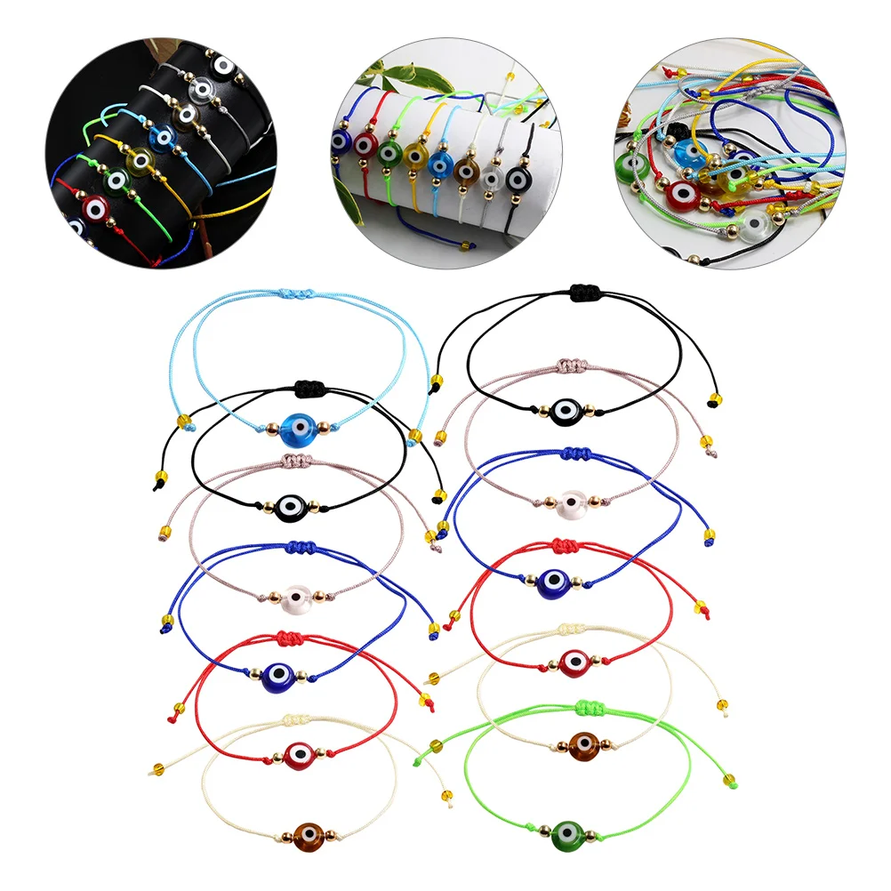 

12 Pcs Evil Colorful Eye Bracelet Jewelry Adjustable Bracelets Fabric Women Miss