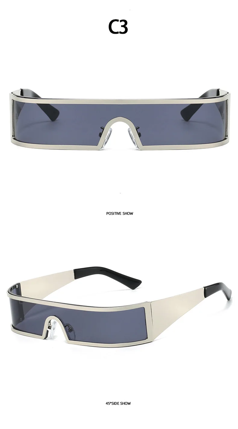 Trendige Sonnenbrille, personalisierbar, einteilig, kleiner Rahmen, Punk-Brille, Hip-Hop, Hot Girl Y2k-Sonnenbrille 9094 – Detail 7