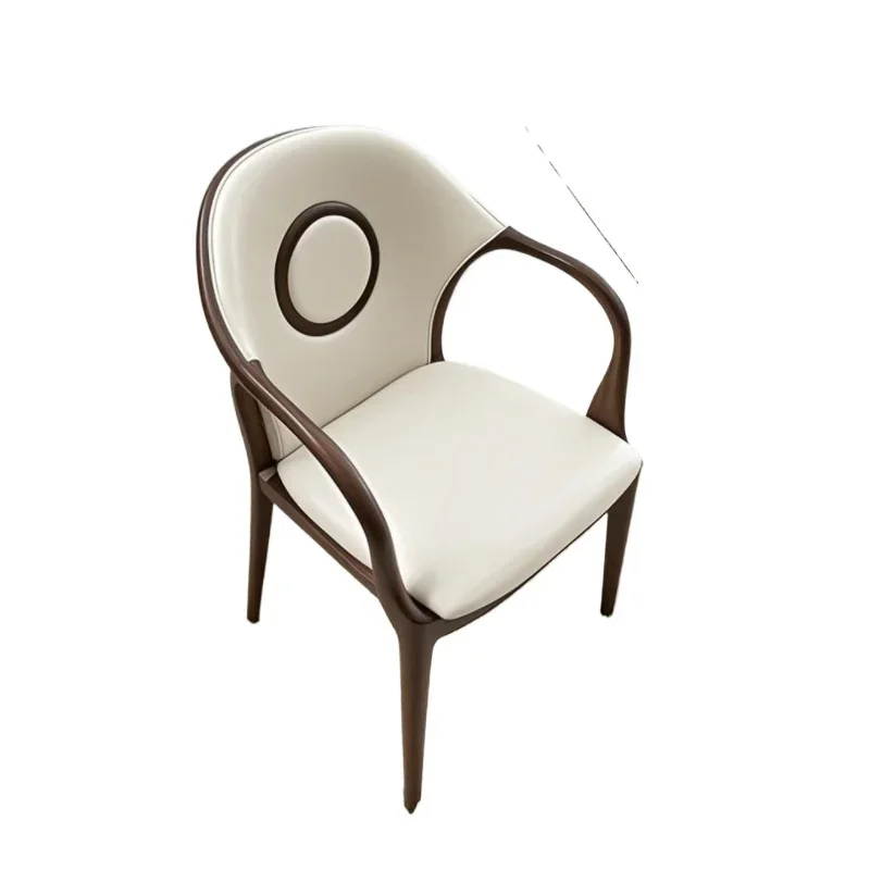 

Итальянское кресло в стиле лайт-люкс из импортного североамериканского черного ореха с кожаной спинкой, современное, простое, из массива дерева, для кабинета, офиса, чайной