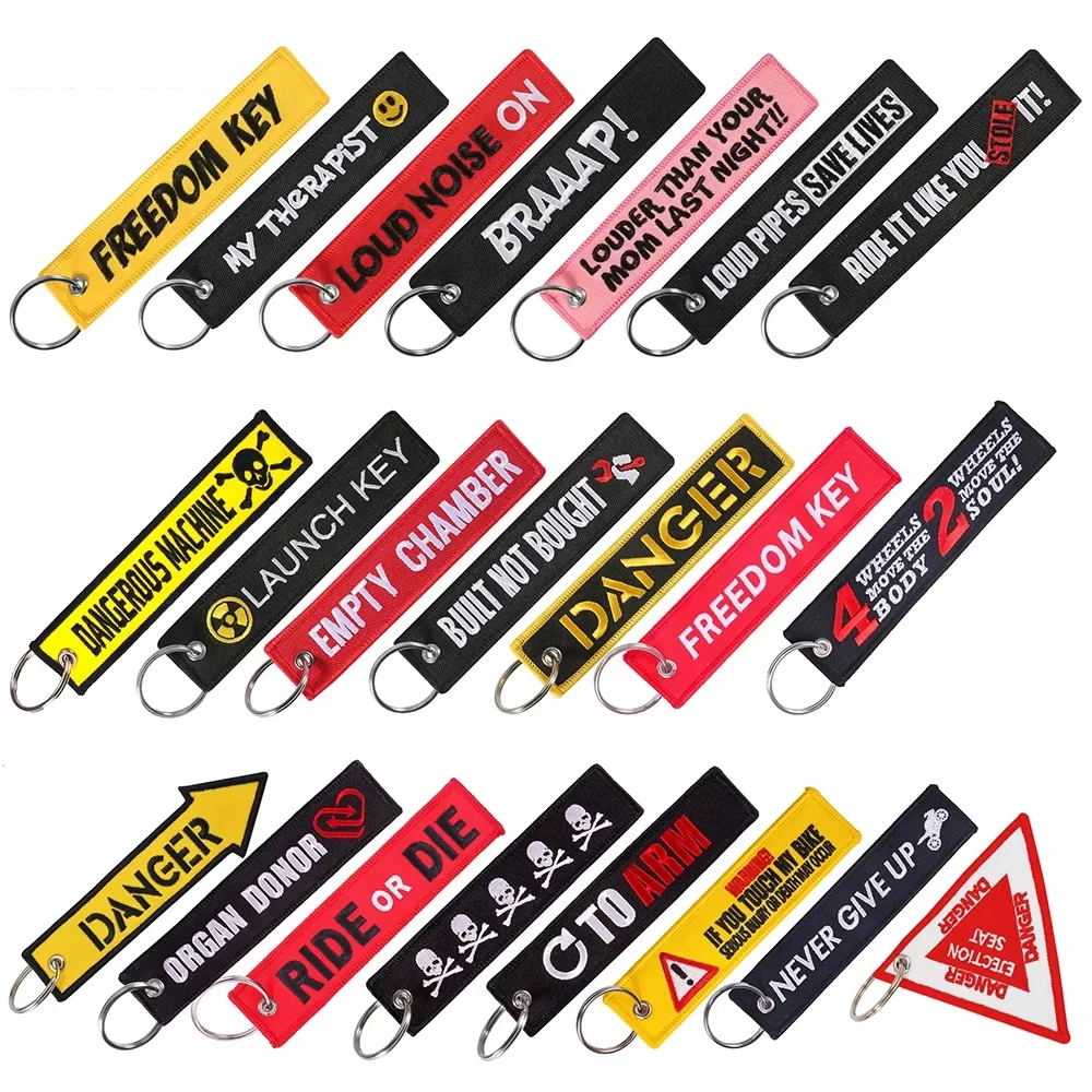 1 PC Motorcycle Keychain for Driver Key Chain for Men Gifts and Cars Key Tag Embroidery Fashion Trinket
