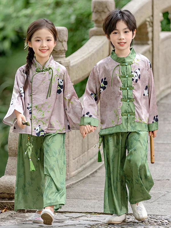 

Original Design Baby Girl's Hanfu Costume Set Panda Theme Traditional Chinese Style Cotton Material Perfect for One Year Old