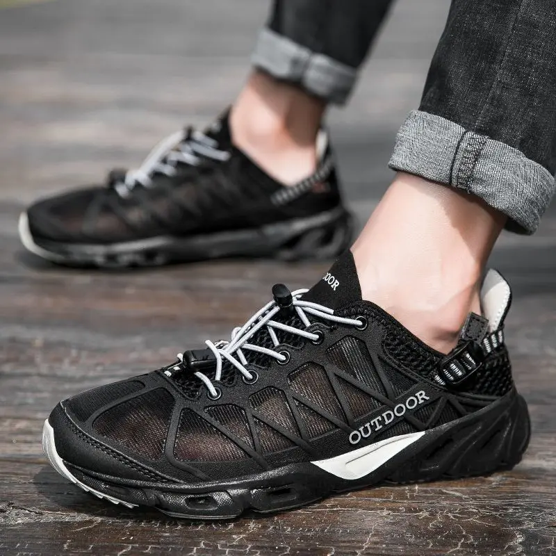 

2026 Good Quality Mountain Climbing Footwear Men Rubber Sole Trekking Sneakers For Man Elastic Band Mens Walking Shoes Outdoor