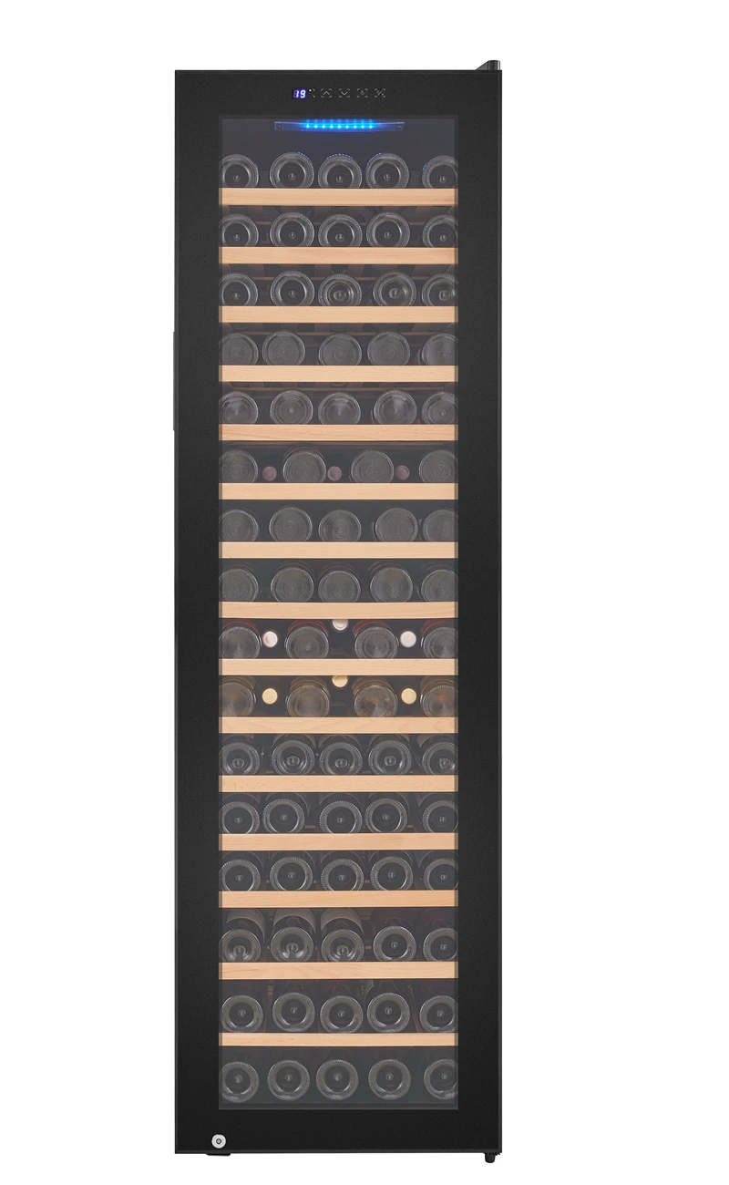 108 Bottle Wine Cooler, 280L Single Zone Freestanding Wine Refrigerator, Glass Door Cabinet with Wooden Shelves