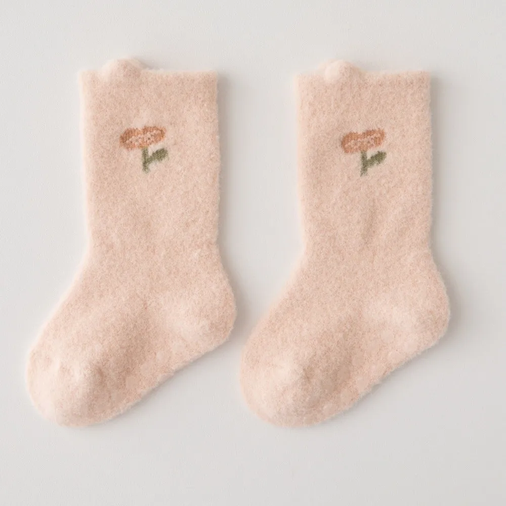 

2 пары новых детских носков с милыми животными, утолщенные коралловые бархатные детские термообувь, дышащие зимние теплые носки, зимний сезон