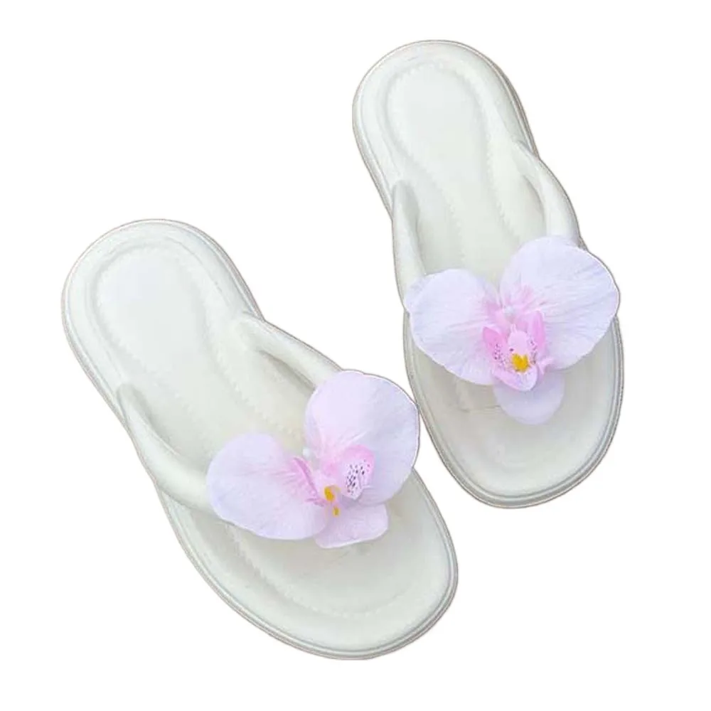 

Сандалии, мягкие шлепанцы с орхидеей-бабочкой, Нескользящая домашняя обувь из ПВХ с орхидеей, утепленные женские тапочки из полиэтилена с цветами для бассейна