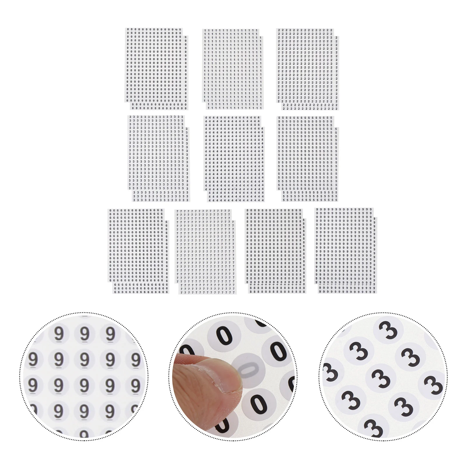 6000 Pcs Round Stickers Number Paster Automatic Storage Serial White Self-adhesive Office