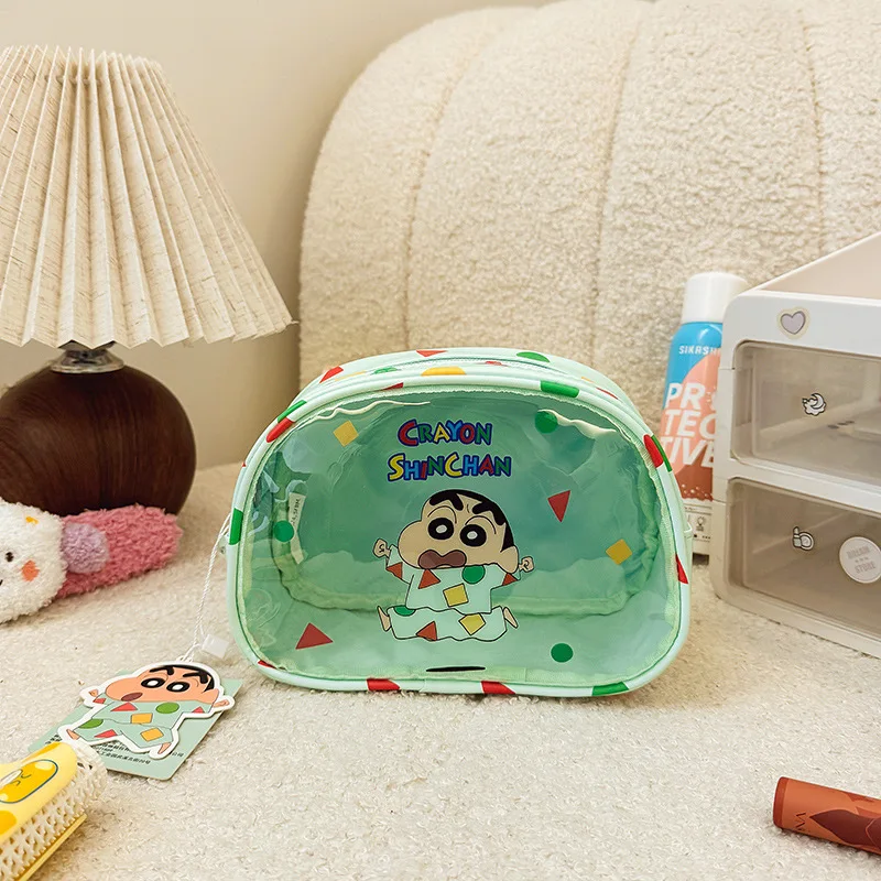 Nova bolsa de maquiagem bonito crayon shin-chan saco de cosméticos viagem saco de armazenamento de higiene pessoal à prova dwaterproof água saco transparente moda