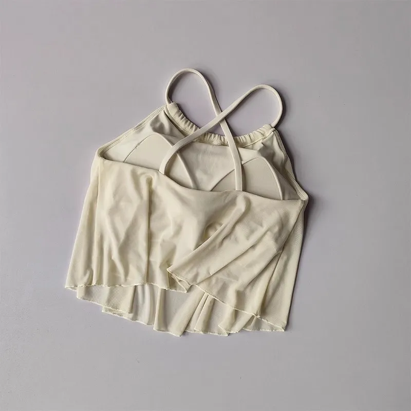Sexy Mesh-Sportweste für Damen mit Kreuzträgern, Yoga-Tanktop, Fitness-Camisole-BH für Fitnessstudio und Laufsport – Detail 8