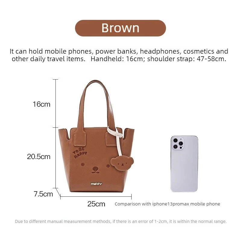 Miffy Kawaii Anime Cartoon Rabbit Bucket Bag Fun Handheld New Simple Sweet Girl Fashion Versatile Shoulder Messenger Bag