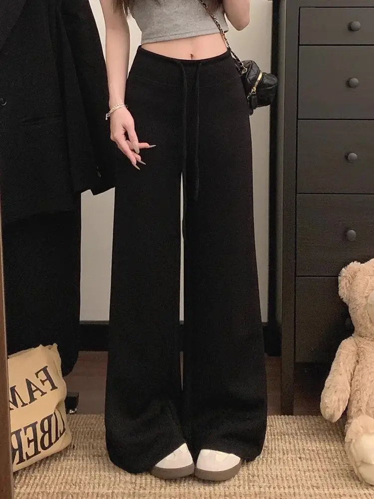 Y2K متوهج السراويل النساء الرباط عارضة مايكرو مضيئة كسول ثنى الطابق السراويل الخريف