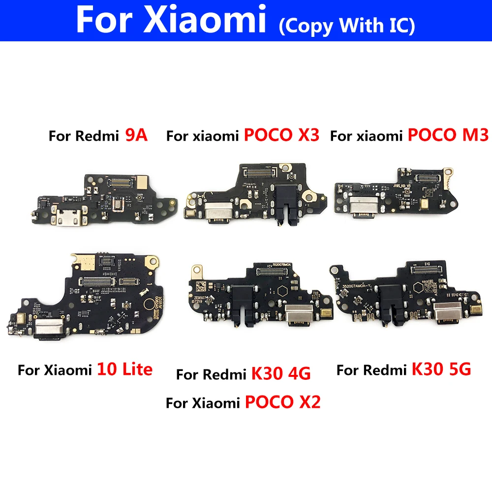 10 Pcs USB Charging Port Connector Board Flex Cable For Xiaomi Poco X3 M3 Redmi Note 8 8T 9S 9 10 K30 4G 5G Lite