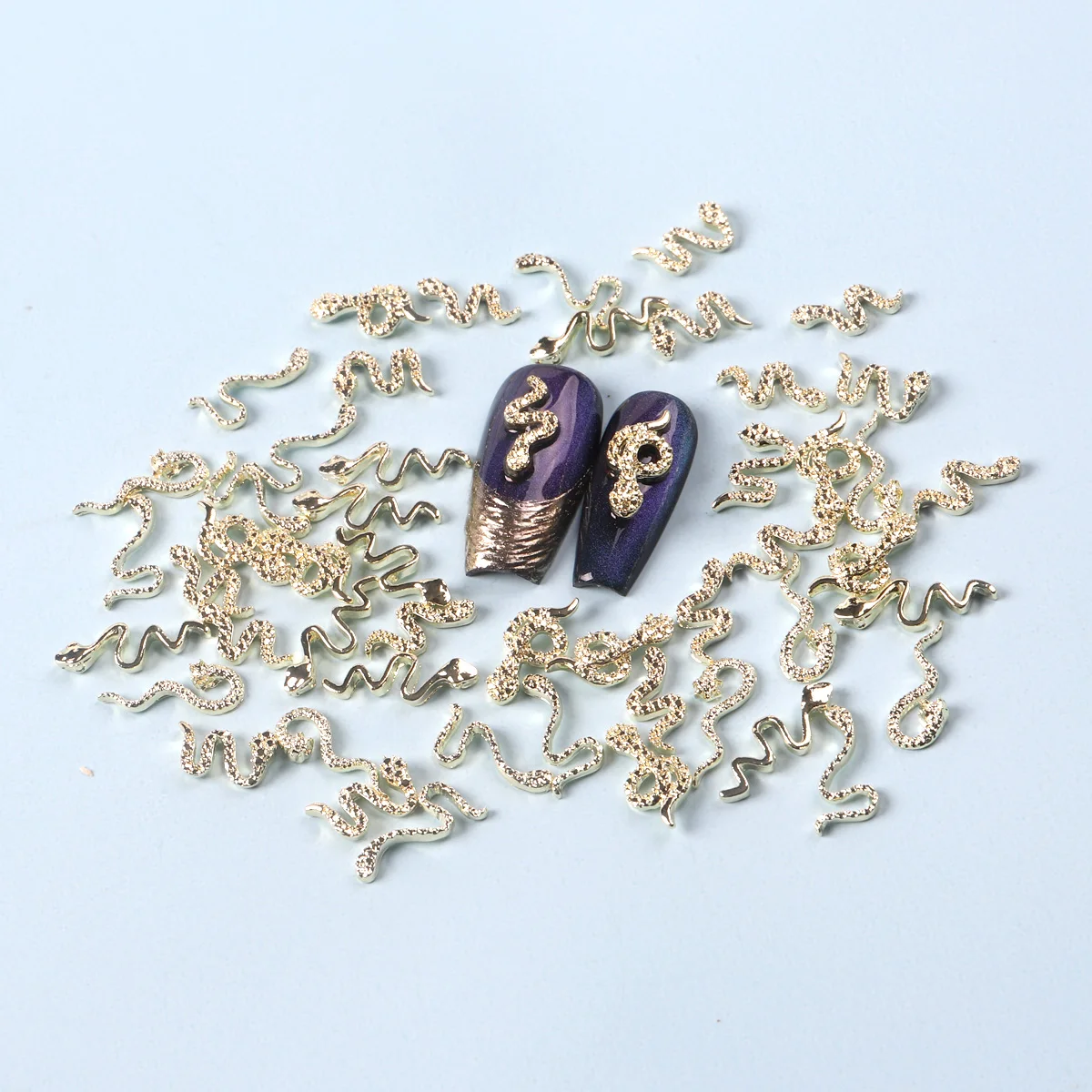 TSZS 3D Gold/Silver Snake Nail Charms Metal Alloy Snake Nail Art Rhinestones Manicure Jewelry For DIY Luxury Accessories