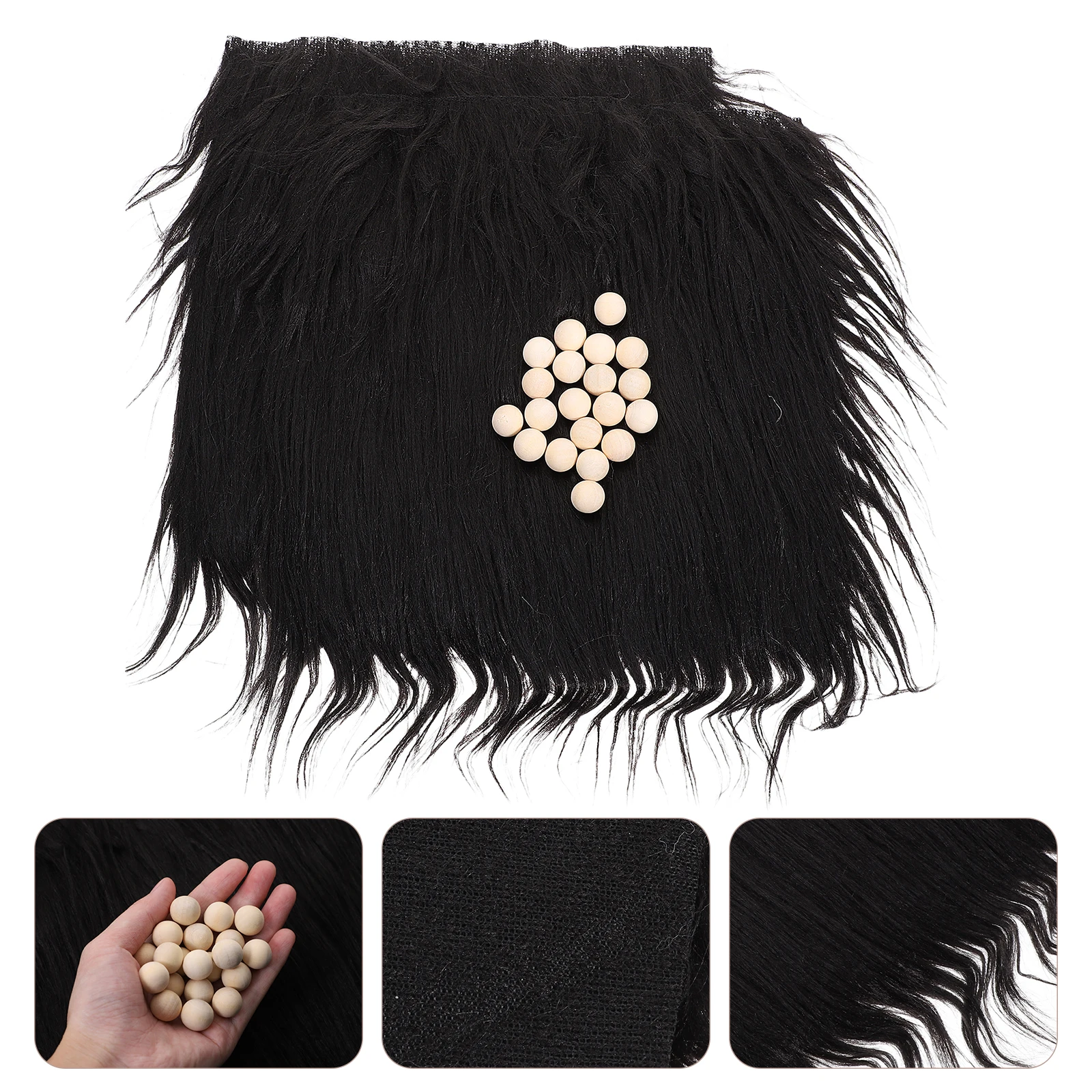 

1Set Holiday Craft Kit Reusable Faux Fabric Squares Natural Wood Beads for Gnome Beard Making Sewing Decoration Projects