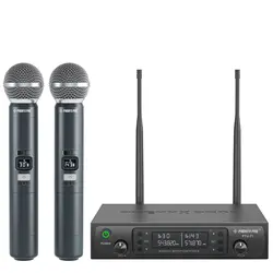 Phenyx Pro UHF Profeesional Adjustable Dual Wireless Microphone System for Stage Performances Sturdy Metal Build 100M PTU71