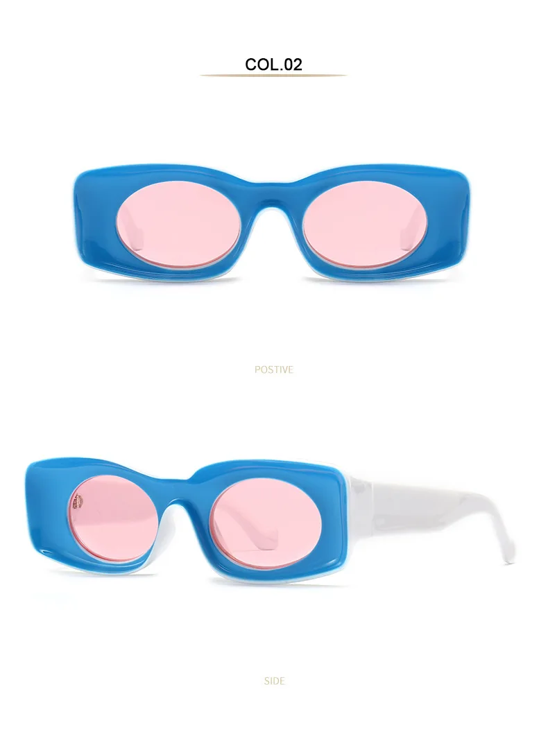 Neue Trendige Eckige Sonnenbrille für Damen, Cat-Eye-Brille mit Dickem Rahmen, Luxusmarken-Sonnenbrille für Herren, Einzigartige Rechteckige Brille, Punk-Shades Eyewear – Detail 16