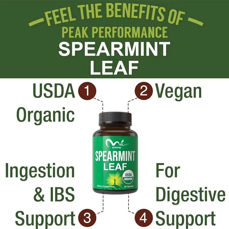 Organic spearmint capsules are suitable for acne, digestive support, intake, PCOS, and more. Men\'s and women\'s supplements