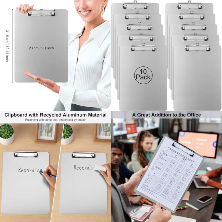 

Metal Clipboards, Pack Heavy Duty Aluminum Clipboards 12 x 9 Inch, A4 Letter Sizer Document Holder with Low Profile Clip, Suita