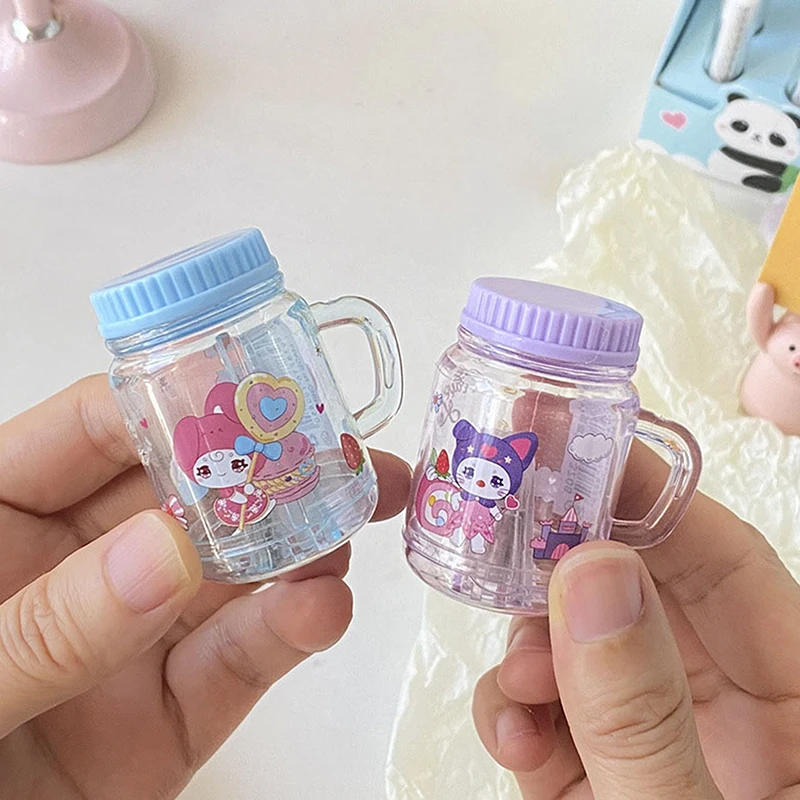 Sanrio-Sacapuntas con forma de taza de té y leche para estudiantes, afilador de lápices de Hello Kitty, Melody Kuromi, suministros escolares de papelería