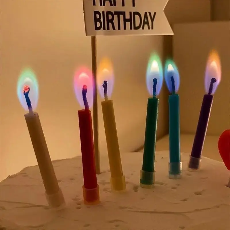 Velas de llama coloridas, hermosas mini velas para pastel de cumpleaños, velas románticas para fiesta de spa y cena