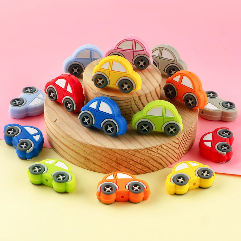 8/16pcs Cartoon Car Silicone Focal Beads For Jewelry Making DIY Necklace Bracelet Keychain Curtain Rope Pendant Etc Accessories