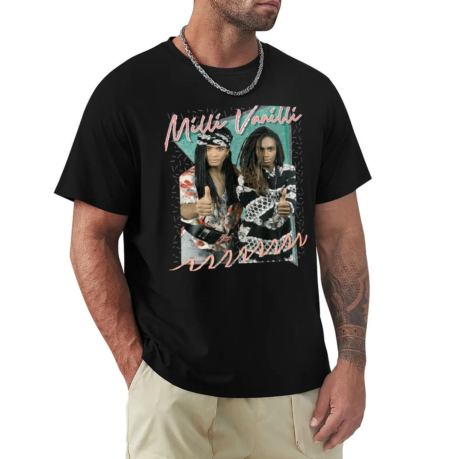 

Milli Vanilli -Billy sketch 80s rock style T-Shirt customizeds funny meme t-shirts football t shirt shirts graphic tee men