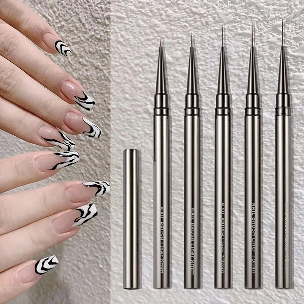 Nail Art Liner Pinsel Metall griff Malerei Acryl UV Zeichnung Stift Kunst Maniküre Nagel Werkzeug Französisch Gel politur 6/9/12/15/18mm s o2w6