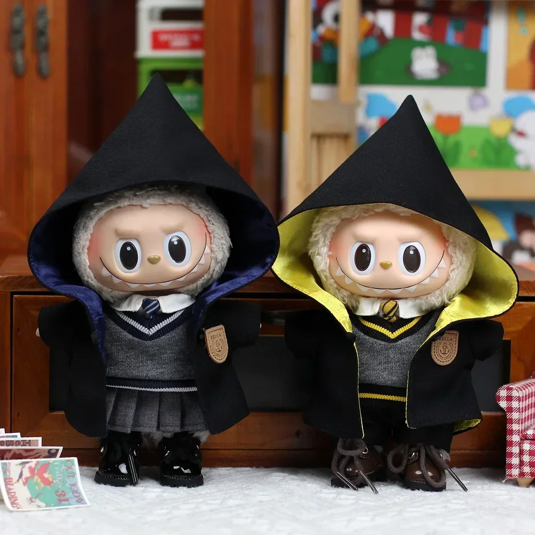 

Одежда для Labubu V1 V3, наряд для куклы, аксессуары «сделай сам», роскошная одежда Гриффиндор Слизерин, волшебная накидка, комплект для колледжа, одежда для кукол