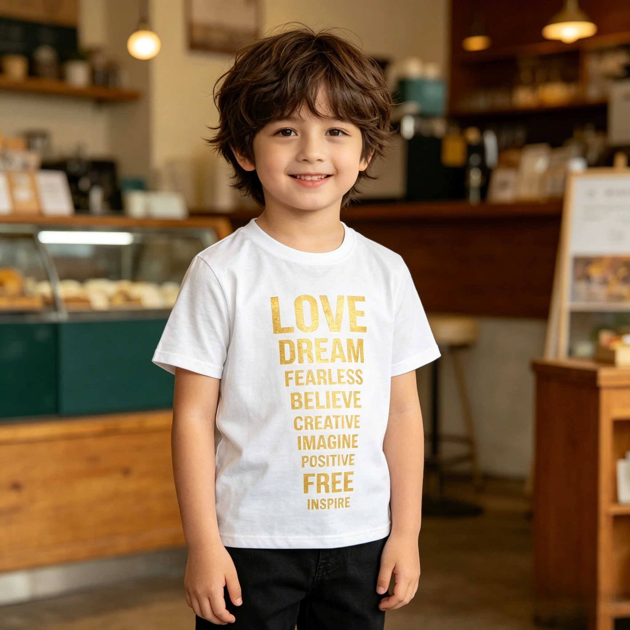Motivational Print Trendy Kids Short Sleeve T-Shirt Cotton Soft Breathable Machine Washable for Play Sports Outdoor Daily Casual