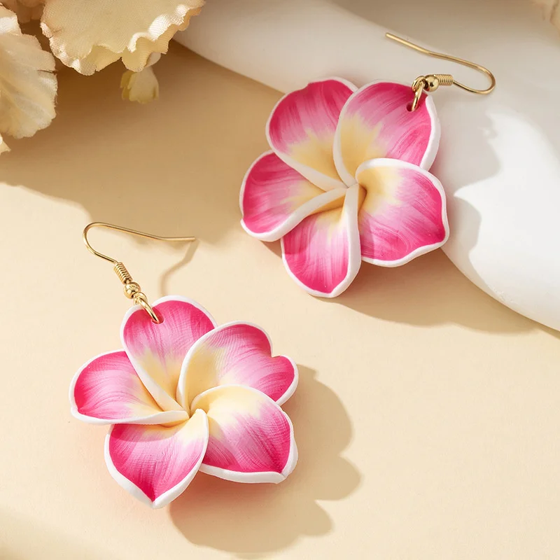 Women's Pink Tulip Flower Pearl Stud Earrings, Exquisite Gift