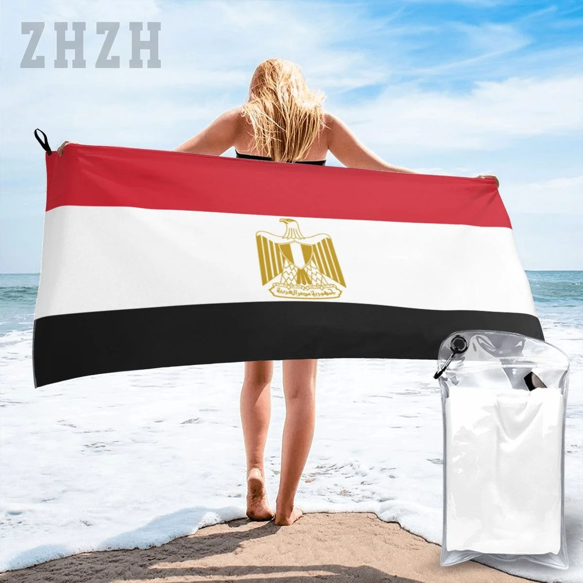 More Design Egypt Flag Emblem Bath Towel Quick dry Microfiber Absorbing Soft Water Breathable Beach Swimming Bathroom