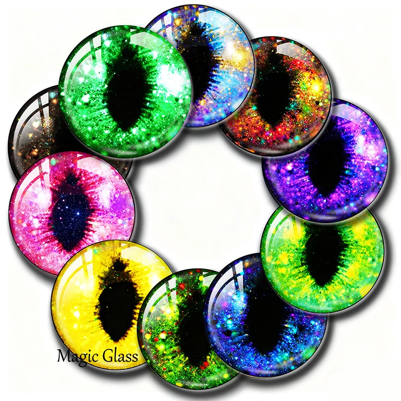 

6mm 8mm 10mm 12mm 18mm 20mm 25mm 30mm 50mm Photo Glass Cabochon Pattern Round DIY Jewelry Accessories Shine Lizard Eyes