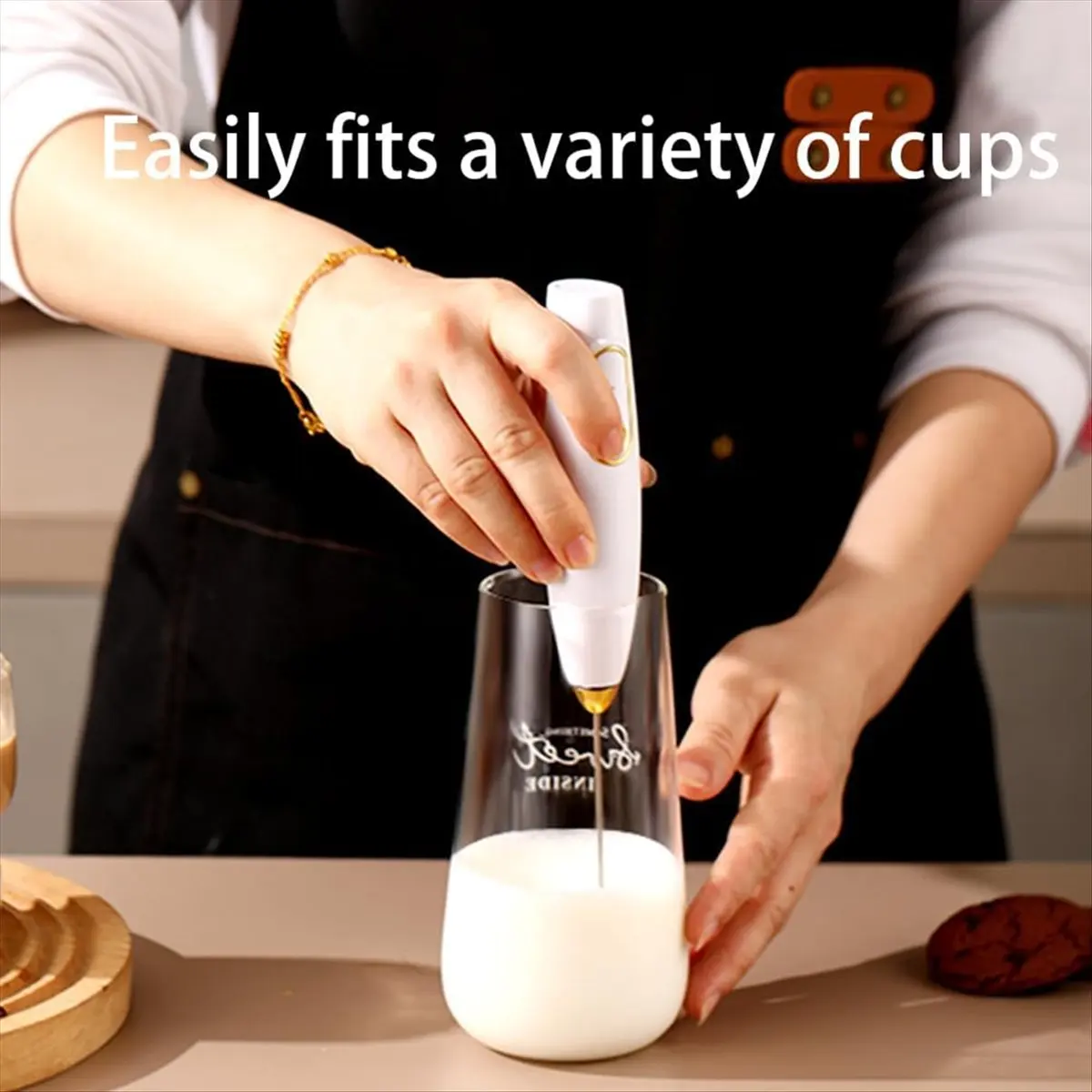 FSLH رغوة الحليب الكهربائية، الفولاذ المقاوم للصدأ، محمولة صغيرة. شحن سريع للاتيه القهوة والكابتشينوس وخفق البيض والشوكولاتة الساخنة #3