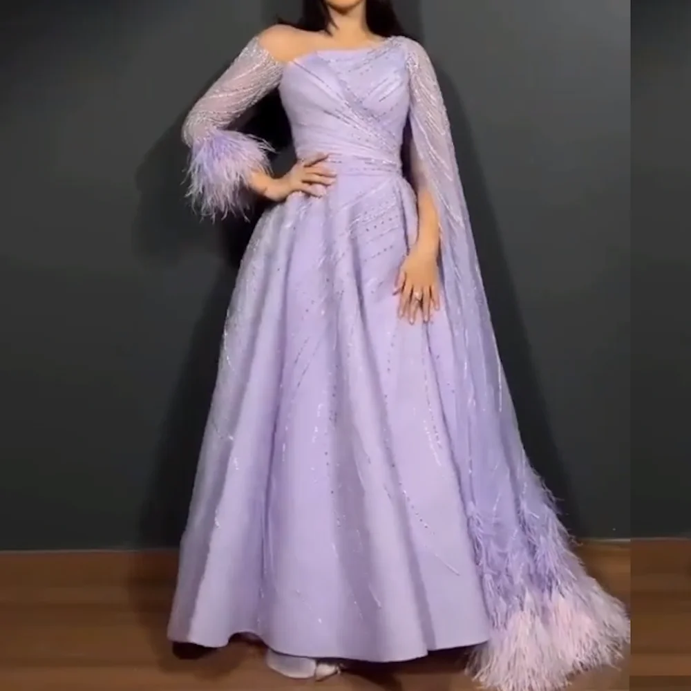 ROSELLA A-line Exquisite One Shoulder Long Sleeves Zipper Up Strapless Empire Women Formal Evening Dress  Prom Gown New 2023