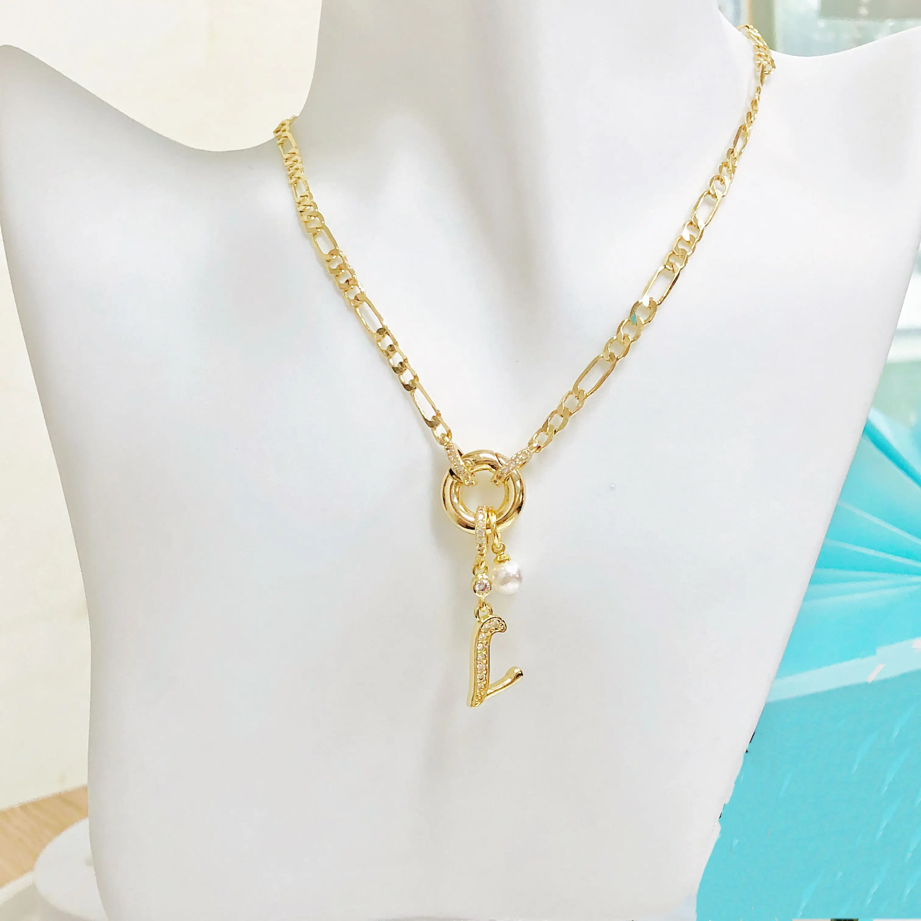 الكلاسيكية 26 الأولي رسالة A-Z زركونيا قلادة مطلية بالذهب قلادة للرجال النساء حفل زفاف اسم مجوهرات هدية أنيقة #6