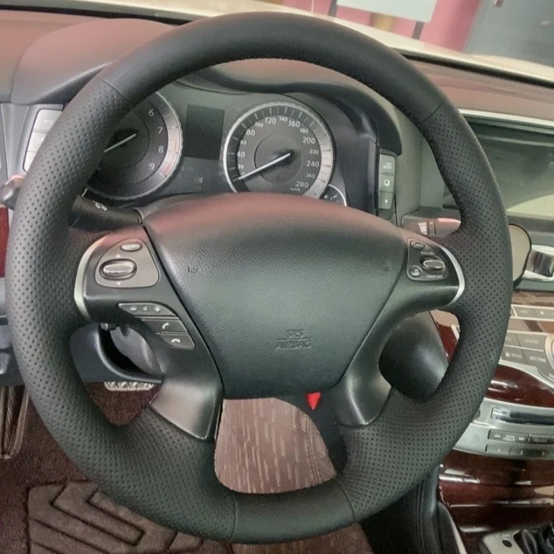

Чехол на руль автомобиля из натуральной кожи с оплеткой для Infiniti JX35 2013 M M25 M35 M37 M56 Q70 QX60, автомобильные аксессуары для салона автомобиля