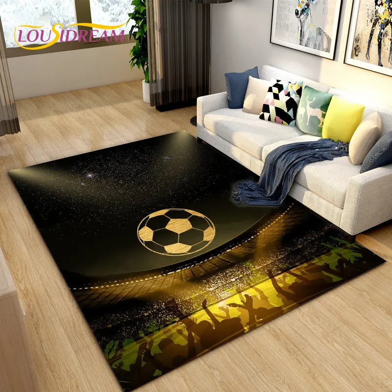

3D Cartoon Soccer Football Area Rug Large,Carpet Rug for Living Room Bedroom Sofa Doormat Decoration,Kid Play Non-slip Floor Mat