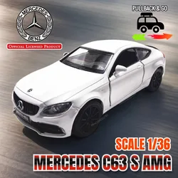 Mercedes C63 S AMG Pullback Toy Car Model Diecast Replica 1:36 Scale Miniature Art Kid Boy Traffic Vehicle Figure Gift