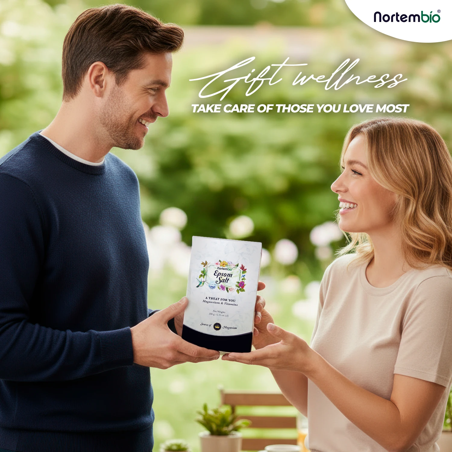 Nortembio 100% pure epsom salts 700g |   Concentrated source of magnesium |   For sensitive skin |   Without additives