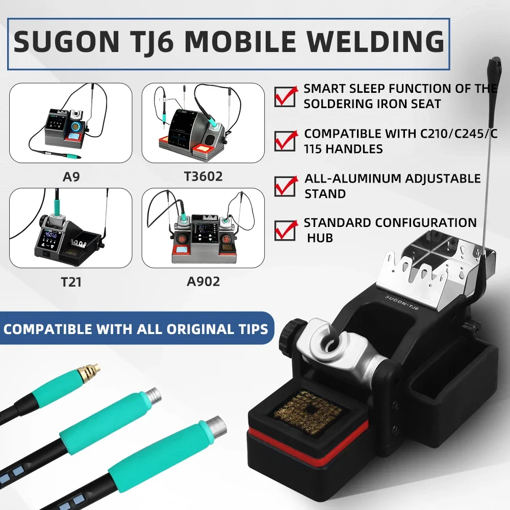 Universal Soldering Iron Stand Sleep Seat With Collector Cables For A9 T26 T3602 Rework Station Compatible JBC/SUGON/2SCN/T3B