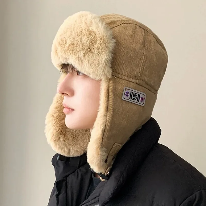 New Bomber Hat Men Women Thick Warm Russian Ushanka Fur Hat Fashion Male Female Winter Hat Black Grey Earflap Ski Russian Cap
