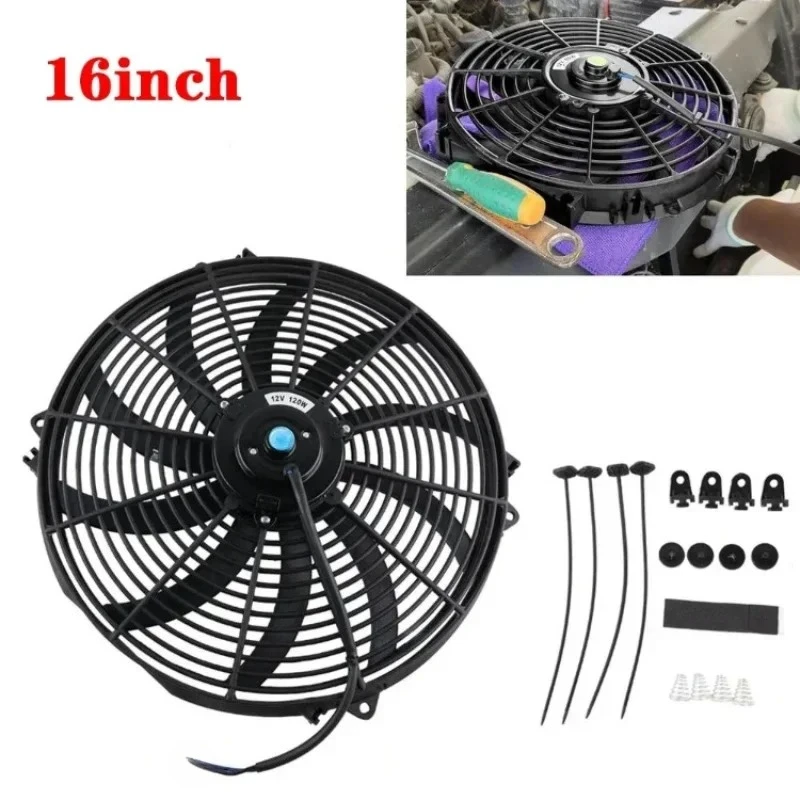 

Auto 16'' Push / Pull 12V 120W Electric Radiator Intercooler Slim Fan Engine Cooling System Racing Car Accessories